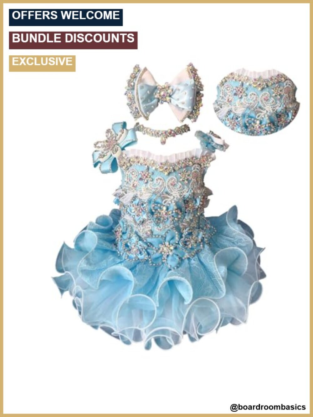 Handmade Beaded Princess Pageant Dress for Girls Toddler Special Occasion
